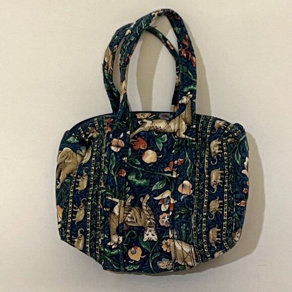 Vintage 90s Vera Bradley Mini Purse Animal Kingdom Blue Mini Duffel Bag Purse - Picture 3 of 7